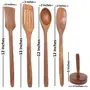 Beautiful Wooden Antique Handcrafted Chapati Box, With 4 Cooking Spoon, 1 Masher, Pack Of 6, 5 image
