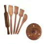 Wooden Handicrafts 1 Bowl, 4 Cooking Spoon, 1 Rolling Pin, Pack Of 6, 4 image