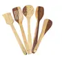 Handicrafts Wooden Bowl Set Of 3, Spoon Set of 5 | 1 Frying, 1 Serving, 1 Spatula, 1 Chapati Spoon, 1 Desert, 2 image