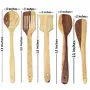 Handicrafts Wooden Bowl Set Of 3, Spoon Set of 5 | 1 Frying, 1 Serving, 1 Spatula, 1 Chapati Spoon, 1 Desert, 3 image