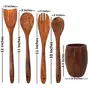 Premium Wooden Spoons for Cooking, Nonstick Wood Kitchen Utensil Cooking Spoons, Natural Sheesham Wood Kitchen Utensils Set (5 Pcs), 5 image