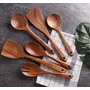 Handmade Wooden Serving and Cooking Spoon, Ladles & Turning Spatulas Kitchen Non Stick Utensil Set of 6, 2 image