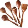 Handmade Wooden Serving and Cooking Spoon, Ladles & Turning Spatulas Kitchen Non Stick Utensil Set of 6, 3 image