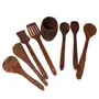 Brown Wooden Spatula Set Of 7 Spatulas With A Holder, 3 image