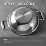 Bergner Hitech Giro Gold Triply Stainless Steel Scratch Resistant Non Stick Kadai/Kadhai with Glass Lid 24 cm 2.5 Liters Induction Base Food Safe (PFOA Free) 5 Years Warranty Silver, 8 image