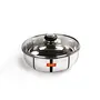 Sumeet Stainless Steel Encapsulated Bottom Induction and Gas Stove Friendly Tasra with Glass Lid - (1.5Ltr - 20cm) Silver, 17 image