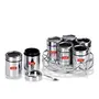 Sumeet 7in1 Stainless Steel + See Through Lid Masala Stand/Dry Fruit Stand with Stand and 7 Spoons, 9 image