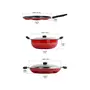 Sumeet 2.6mm Thick Non-Stick Red Joy Combo Set (Multi Snack Maker  26.5cm Dia + Kadhai with Lid  1.5Ltr Capacity- 20cm Dia + Grill Appam Patra with Lid  23cm Dia), 4 image