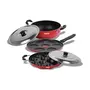 Sumeet 2.6mm Thick Non-Stick Red Joy Combo Set (Multi Snack Maker  26.5cm Dia + Kadhai with Lid  1.5Ltr Capacity- 20cm Dia + Grill Appam Patra with Lid  23cm Dia), 6 image