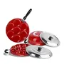 Sumeet 2.6mm Thick Non-Stick Red Joy Combo Set (Multi Snack Maker  26.5cm Dia + Kadhai with Lid  1.5Ltr Capacity- 20cm Dia + Grill Appam Patra with Lid  23cm Dia), 3 image