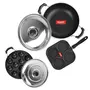 Sumeet 2.6mm Thick Non-Stick Red Star Combo Set (Mini Multi Snack Maker  19.5cm Dia + Kadhai with Lid  1.5Ltr Capacity- 20cm Dia + Grill Appam Patra with Lid  23cm Dia), 6 image