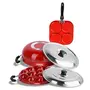 Sumeet 2.6mm Thick Non-Stick Red Star Combo Set (Mini Multi Snack Maker  19.5cm Dia + Kadhai with Lid  1.5Ltr Capacity- 20cm Dia + Grill Appam Patra with Lid  23cm Dia), 3 image