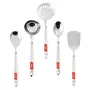 Sumeet Stainless Steel Big Serving and Cooking Spoon Set of 5pc (1 Turner 1 Serving Spoon 1 Skimmer 1 Basting Spoon 1 Ladle), 18 image