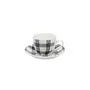 Clay Craft Fine Ceramic Cup and Saucer Set of 12 (6 Tea Cups + 6 Saucers) Checked Stripes for Birthdays Anniversaries Parties Mother Father Sister - Black & White, 4 image