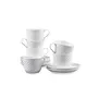 Clay Craft Basics Ripple Style White Plain Cup & Saucer Set of 12 Pcs- 8 Ounce Specialty Tea DrinksCoffeeLatte - Bone China, 3 image