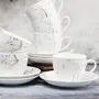 Clay Craft Marble Finish Cup & Saucer Set of 12 ( 6 Cups + 6 Saucers) - 180 ml Each (White)