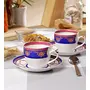 Clay Craft Ceramic Sanjeev Kapoor Noor Cup Saucer Set 200Ml/6.9Cm 12-Pieces Multicolor, 6 image