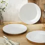 Clay Craft Bone China Basics Ripple Plain Dinner Plate (White 10.5 Inches) -4 Pcs.