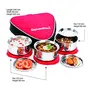 Signoraware Sleek Double Wall/Twin Wall (with 0.5mm thickness) Both Steel Layers Steel Lunch Box Set of 3 260 Ml+ 260 Ml+ 260 Ml 3 Steel Cover Plates Red, 2 image