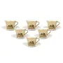 Clay Craft Mirror Series Baby Penguins Pattern Cup & Saucer Set of 6 (6 Cups + 6 Saucers) - 210 ml Gold, 3 image
