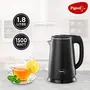 Pigeon Ebony Double Walled Cool Touch Stainless Steel Electric Kettle 1.8 Litre with 1500 Watt boiler for Water milk tea coffee instant noodles soup etc (Black) Large, 6 image