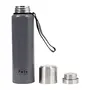 ELEMENT Polo Lifetime Vacuum Insulated Hot Cold Stainless Steel Bottle Flask with Removable Leatherette Cover Shoulder Strap (1.2 Ltrs) (Grey), 3 image