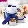 Trueware Office 2 Lunch Box 3 Stainless Steel Containers Tiffin Insulated Lunch Box Outer Plastic Body BPA Free|300 ml x 2 200 ml x 1|-Blue, 4 image