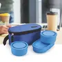 Trueware Brunch 2+1 Insulated Lunch Box with Stainless Steel Inner|Microwave Safe Containers|3 Pack Tiffin Box for Office & School Use- Blue, 2 image