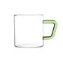 Borosil Bv430100003 Vision Glass Set 350 Ml Set of 6 Transparent & Vision Tea N Coffee Glass Mug Set of 6 - Microwave Safe Green Handle 190 Ml, 6 image