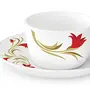 Borosil Red Lily (LH) Cup and Saucer Set 140ml 12-Pieces White and Red Lilly, 7 image