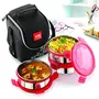 Cello Max Fresh Click 3 Plus Stainless Steel Lunch Box Set 475ml Set of 3 Red, 3 image