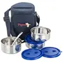 Pigeon Stainless Steel Classmate 3 Lunch Box with Bag (Blue), 2 image