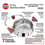 Hawkins Tri-Ply Stainless Steel Induction Compatible Cook n Serve Handi with Glass Lid Capacity 3 Litre Diameter 22 cm Thickness 3 mm Silver (SSH30G), 4 image