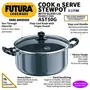 Hawkins Futura Hard Anodised Cook-n-Serve Stewpot with Glass Lid Capacity 5 Litre Diameter 24 cm Thickness 4.06 mm Black (AST50G), 2 image