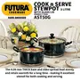 Hawkins Futura Hard Anodised Cook-n-Serve Stewpot with Glass Lid Capacity 5 Litre Diameter 24 cm Thickness 4.06 mm Black (AST50G), 4 image