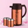 Trueware Phoenix Plus Hammer Flask 1200 Stainless Steel Double Wall Insulated Bottle/Jug with Double Wall Insulated 2 Mugs Thermos Hot and Cold Jug -1000mlCopper, 2 image