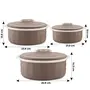 Trueware Inner Stainless Steel and Outer Plastic Regal Serving Casserole - Set of 3 (Grey 1000+1500+2000 ml)., 5 image