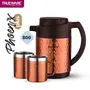 Trueware Phoenix Plus Hammer Flask 800 Stainless Steel Double Wall Insulated Bottle/Jug with Double Wall Insulated 2 Mugs Thermos Hot and Cold Jug -750mlCopper, 3 image