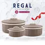 Trueware Inner Stainless Steel and Outer Plastic Regal Serving Casserole - Set of 3 (Grey 1000+1500+2000 ml)., 3 image