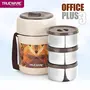 Trueware Office Plus 3 Lunch Box 3 Stainless Steel Containers Tiffin Insulated Lunch Box Outer Plastic Body BPA Free|300 ml x 3-Brown, 3 image