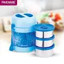Trueware Office 3 Lunch Box 3 Stainless Steel Containers Tiffin Insulated Lunch Box Outer Plastic Body BPA Free|300 ml x 3-Blue, 3 image