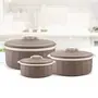 Trueware Inner Stainless Steel and Outer Plastic Regal Serving Casserole - Set of 3 (Grey 1000+1500+2000 ml)., 2 image