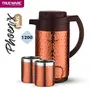 Trueware Phoenix Plus Hammer Flask 1200 Stainless Steel Double Wall Insulated Bottle/Jug with Double Wall Insulated 2 Mugs Thermos Hot and Cold Jug -1000mlCopper, 3 image