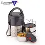 Trueware Steelex 3 Lunch Box 3 Insulated Stainless Steel Containers -350ml EachGrey, 2 image