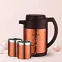 Trueware Phoenix Plus Hammer Flask 800 Stainless Steel Double Wall Insulated Bottle/Jug with Double Wall Insulated 2 Mugs Thermos Hot and Cold Jug -750mlCopper, 2 image