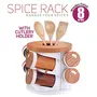 Trueware 360 Degree Revolving Spice Rack 8 in 1 Wooden Round Plastic Container|Condiment Set|100ml Each Spice Jar, 4 image