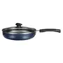 Vinod Zest Non-Stick Deep Frypan with Glass Lid 26cm Diameter with Riveted Sturdy Bakelite Handle Gas Stove Compatible PFOA Free (3mm Thickness) - Blue, 3 image