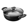Vinod Black Pearl Hard Anodised Deep Kadai with Glass Lid 2.1 litres Capacity (20 cm Diameter) with Riveted Sturdy Handles - 3.25 mm Thickness Black (Gas Stove Compatible), 5 image
