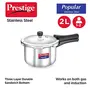 Prestige Popular Stainless Steel Inner Lid Pressure Cooker 2 Litres Silver, 3 image