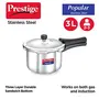 Prestige Popular Stainless Steel Inner Lid Pressure Cooker 3 Litres Silver, 3 image